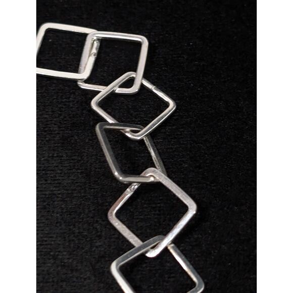 Anne Klein II Silver Tone Geometric Square Chain Necklace Modernist Retro 18 in - Picture 5 of 10
